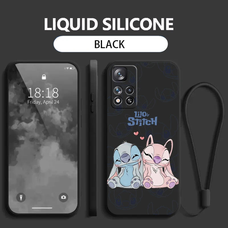 Stitch Lilo Classic For Xiaomi Redmi Note 13 12 11E 11T 10T 10S10 Pro Plus Turbo 5G 4G Liquid Rope Phone Case