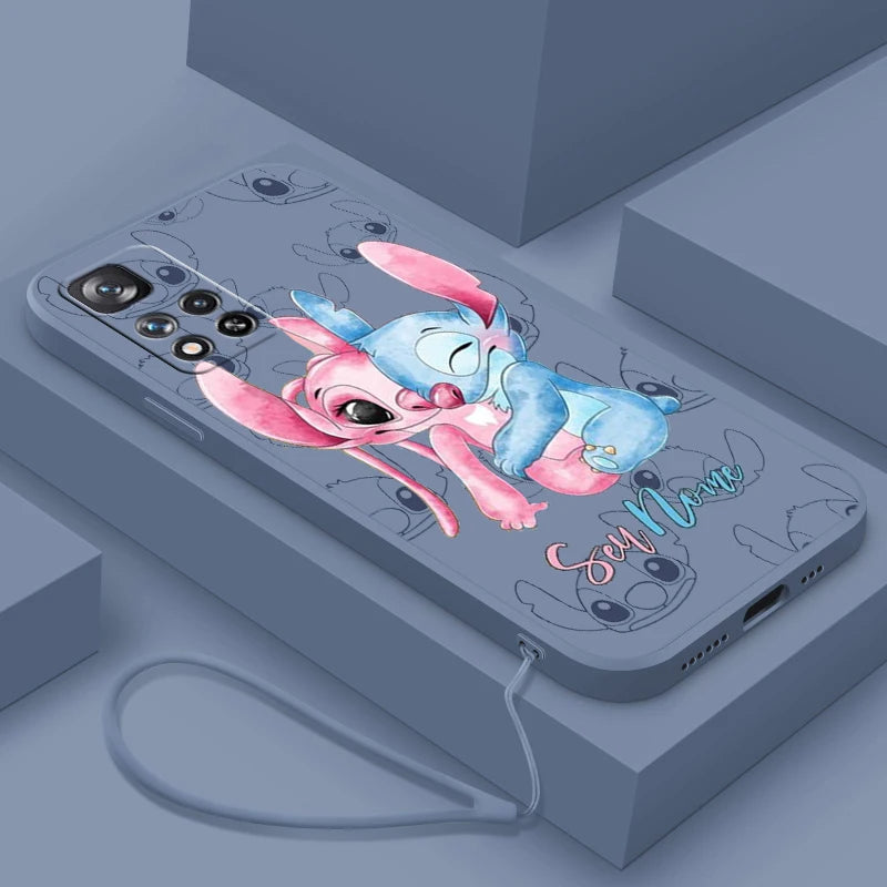 Stitch Lilo Classic For Xiaomi Redmi Note 13 12 11E 11T 10T 10S10 Pro Plus Turbo 5G 4G Liquid Rope Phone Case