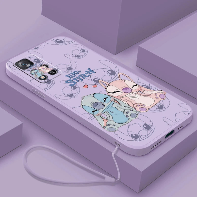 Stitch Lilo Classic For Xiaomi Redmi Note 13 12 11E 11T 10T 10S10 Pro Plus Turbo 5G 4G Liquid Rope Phone Case