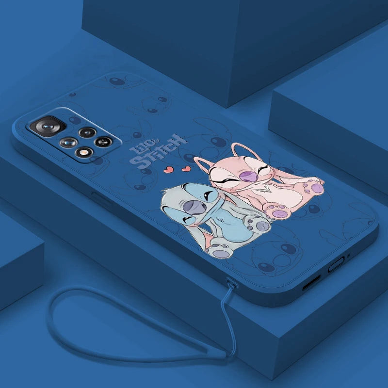 Stitch Lilo Classic For Xiaomi Redmi Note 13 12 11E 11T 10T 10S10 Pro Plus Turbo 5G 4G Liquid Rope Phone Case