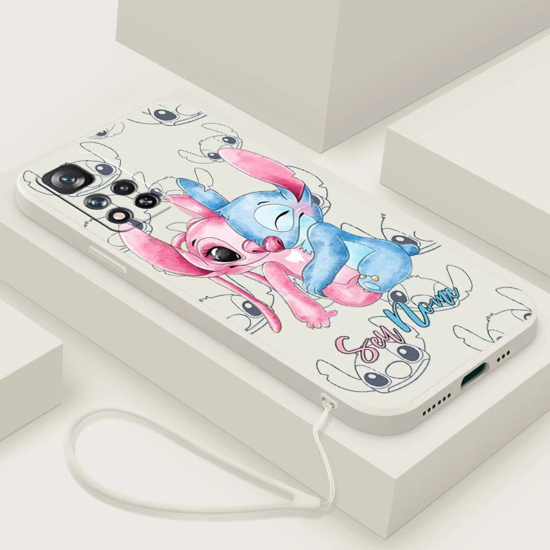 Stitch Lilo Classic For Xiaomi Redmi Note 13 12 11E 11T 10T 10S10 Pro Plus Turbo 5G 4G Liquid Rope Phone Case