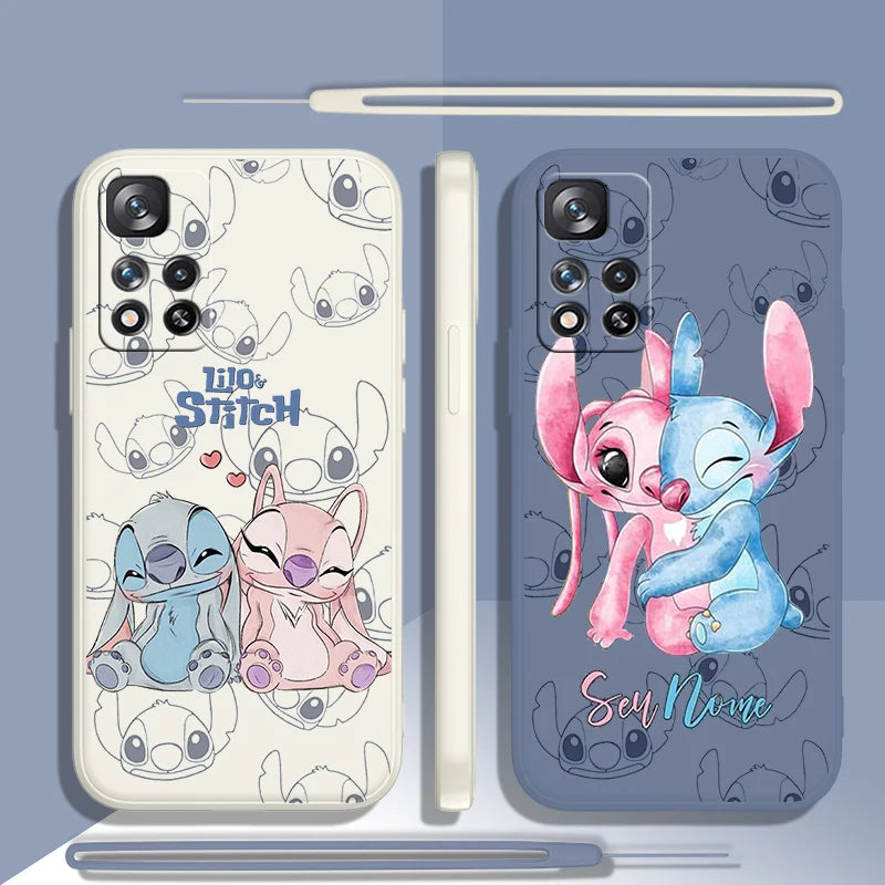 Stitch Lilo Classic For Xiaomi Redmi Note 13 12 11E 11T 10T 10S10 Pro Plus Turbo 5G 4G Liquid Rope Phone Case