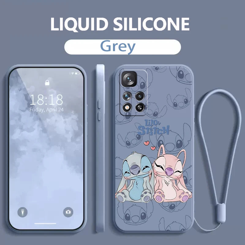 Stitch Lilo Classic For Xiaomi Redmi Note 13 12 11E 11T 10T 10S10 Pro Plus Turbo 5G 4G Liquid Rope Phone Case