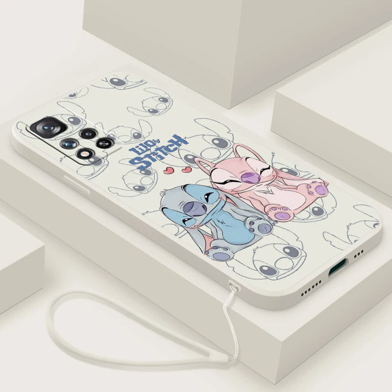 Stitch Lilo Classic For Xiaomi Redmi Note 13 12 11E 11T 10T 10S10 Pro Plus Turbo 5G 4G Liquid Rope Phone Case