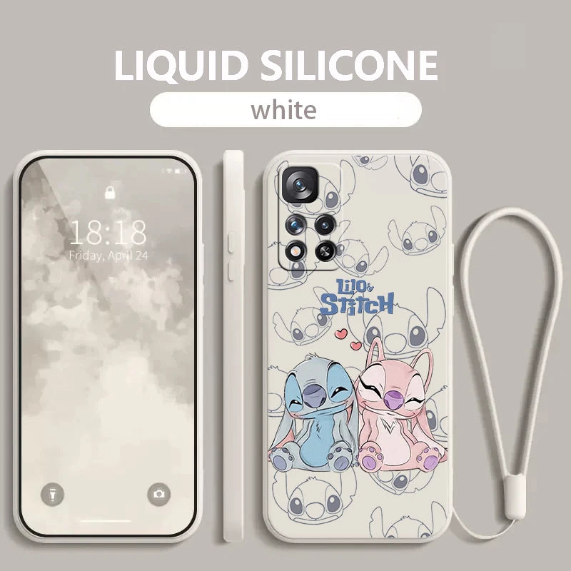 Stitch Lilo Classic For Xiaomi Redmi Note 13 12 11E 11T 10T 10S10 Pro Plus Turbo 5G 4G Liquid Rope Phone Case
