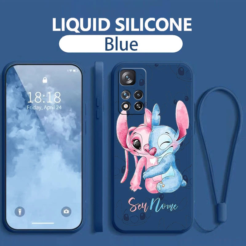Stitch Lilo Classic For Xiaomi Redmi Note 13 12 11E 11T 10T 10S10 Pro Plus Turbo 5G 4G Liquid Rope Phone Case
