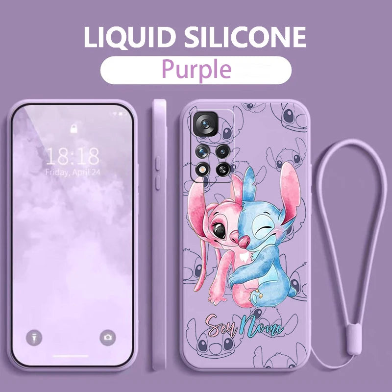 Stitch Lilo Classic For Xiaomi Redmi Note 13 12 11E 11T 10T 10S10 Pro Plus Turbo 5G 4G Liquid Rope Phone Case